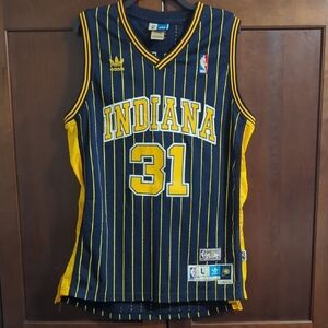 adidas Indiana Pacers #31 Retro Pinstripe Jersey - Navy & Yellow